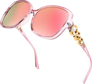 Lively Pink / 61 Millimeters | B0BJ71XGZN | FEISEDY Women's Fashion Sunglasses, Oversized Square Frame with Pearl Sparkling, Polarized UV Protection B2821