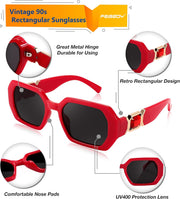 ÉÌƷͼƬ 28 | B0CNPQGQRW | FEISEDY Retro Rectangle Sunglasses for Women Men Classic Square Rhinestone Frame Sun Glasses Polygon Designer UV400 B0047