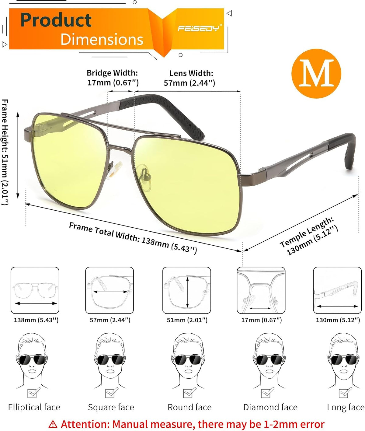 ÉÌƷͼƬ 7 | B0D6RBYFQB | FEISEDY Polarized Aviator Photochromic Sunglasses Men Women for Day and Night Driving Metal Frame B0172
