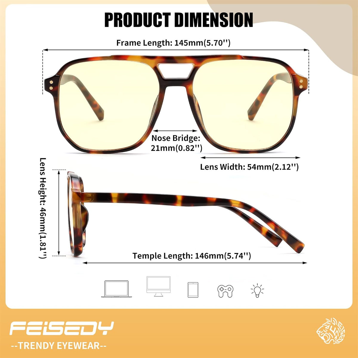 ÉÌƷͼƬ 86 | B0GCVQFPW9 | FEISEDY Blue Light Glasses for Computer Gaming Anti Eyestrain Glasses G2835