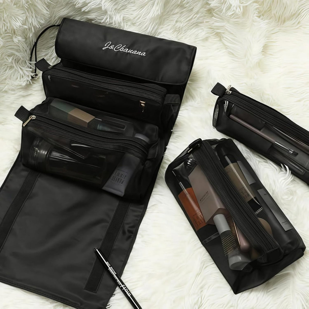 商品图片 2 | B0H2HMZ2PM | Roll Up Toiletry Bag for Travel, 4 in 1 Detachable Travel Wash Bag, Large Capacity Portable Cosmetic Organizer Makeup Bags