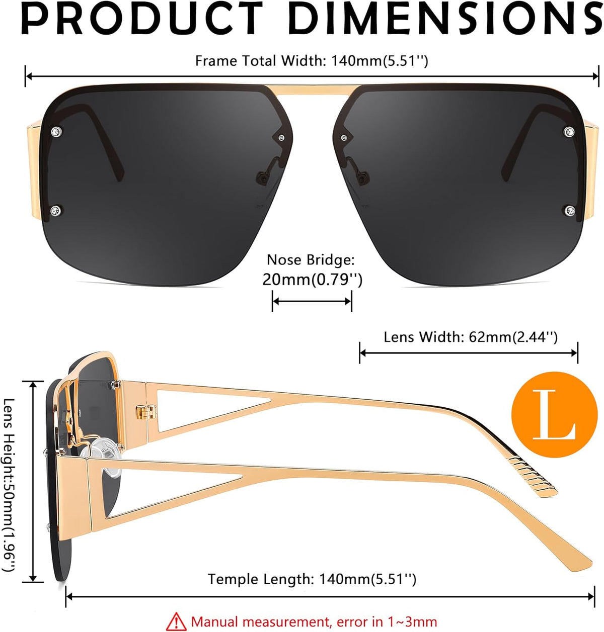 ÉÌƷͼƬ 20 | B0CP2666ZB | FEISEDY Trendy Aviator Sunglasses for Women Men Retro Metal Rimless Frame Square Shades B2985