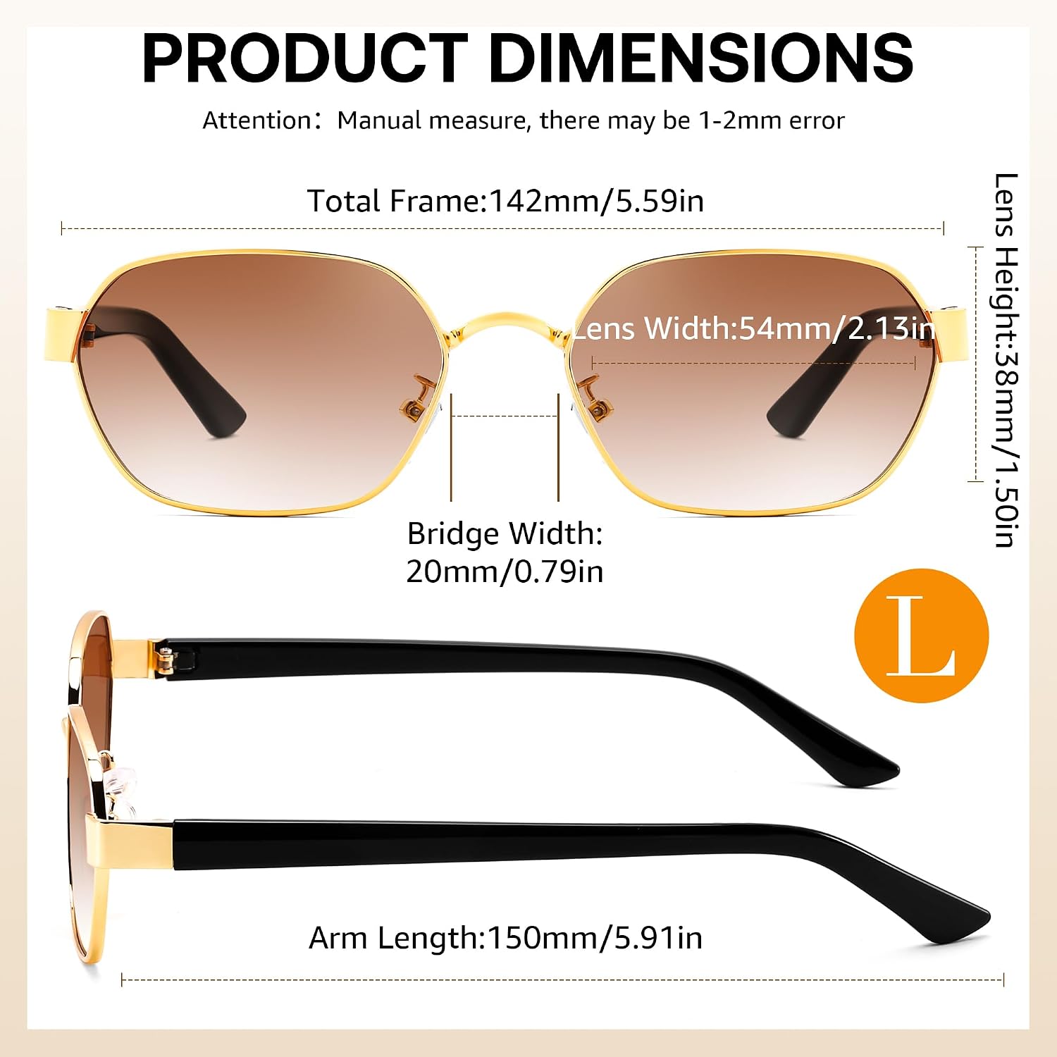 商品图片 5 | B0GY42ZV46 | FEISEDY Women and Men UV400 Protection Sunglasses, Polygon Square Metal Frame Retro Stylish Shades B0452
