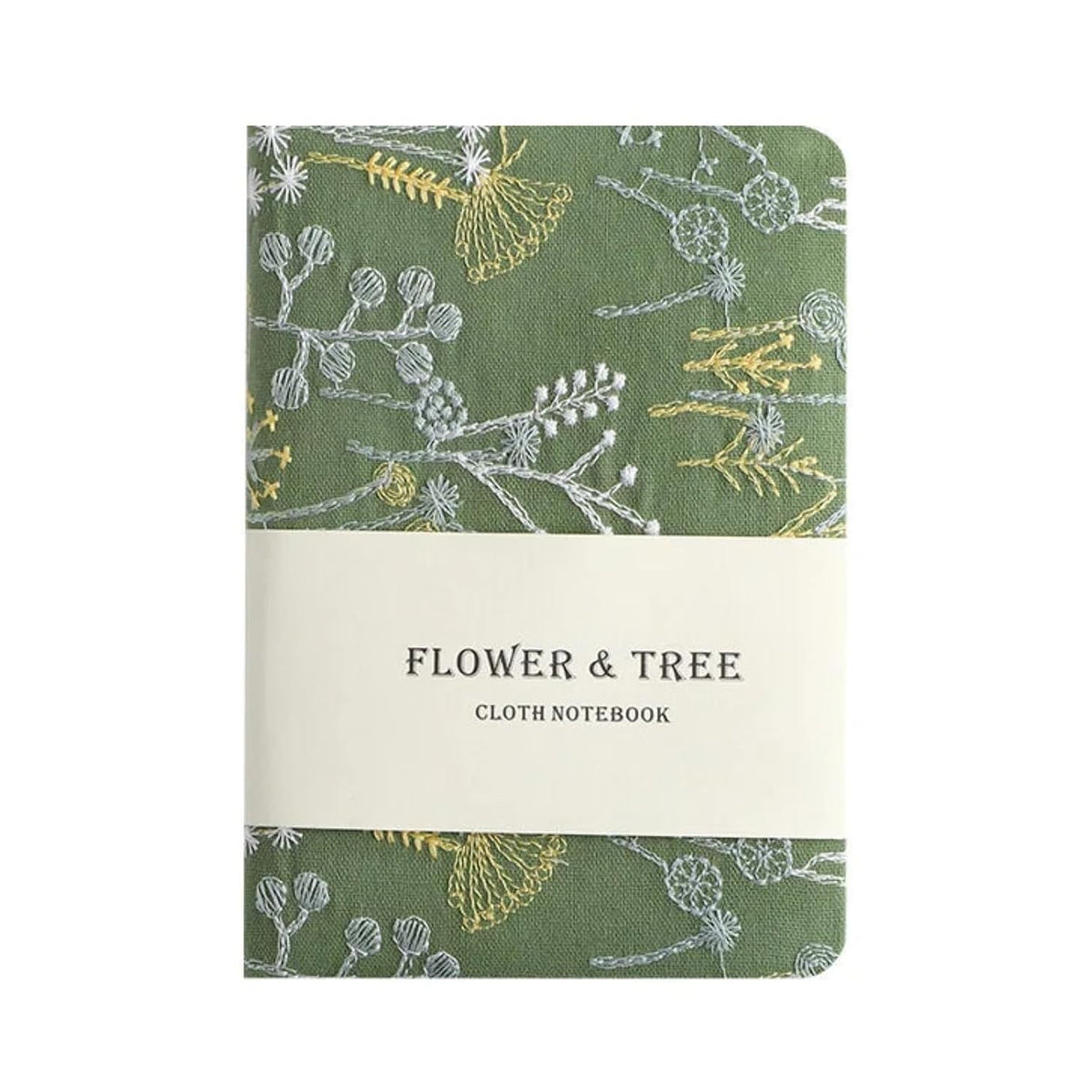 Green | B0H2VN4QN6 | A6 Embroidered Fabric Pocket Notebook, Lay Flat Hardcover Lined Journal, Cute Floral Small Journal for Women Men Writing