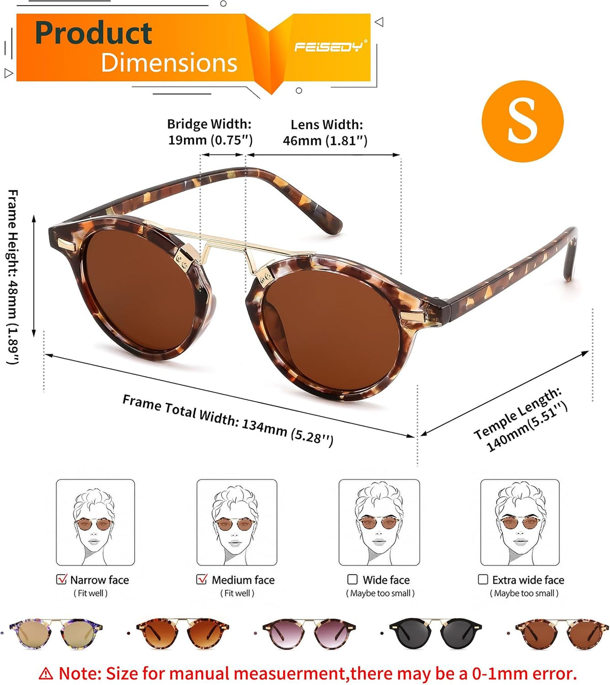 ÉÌƷͼƬ 6 | B0GX62YR7C | FEISEDY Retro Round Metal Brow Sunglasses for Women for Small Face B0427