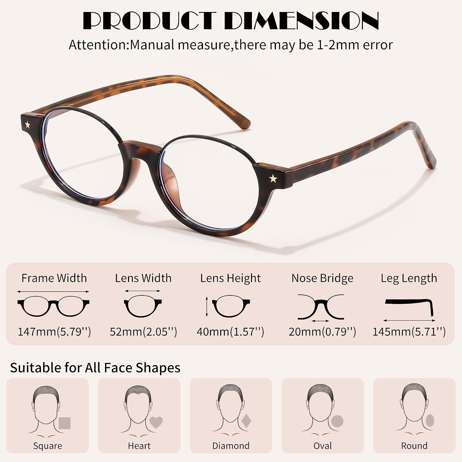 商品图片 15 | B0GS9JVKV9 | FEISEDY Trendy Oval Blue Light Glasses for Women Fake Nerd Eyewear Frame Anti Glare B1380