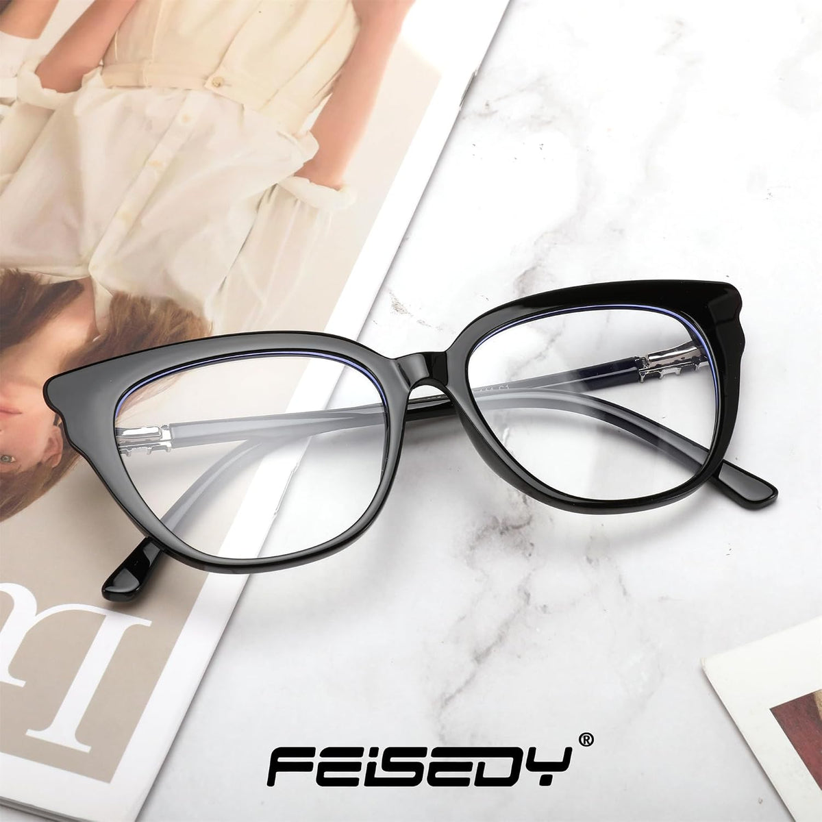 ÉÌƷͼƬ 7 | B0D5XLRPP2 | FEISEDY Cat Eye Blue Light Blocking Glasses for Women Anti Eyestrain & UV B0182