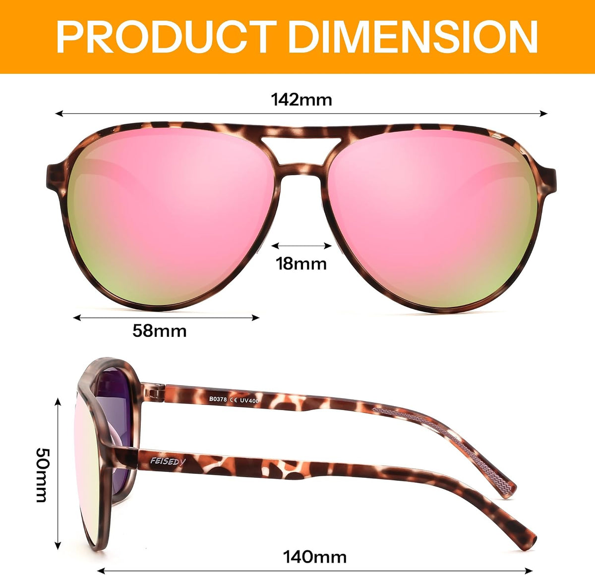 ÉÌƷͼƬ 6 | B0GVSV8P8S | FEISEDY Polarized Aviator Sunglasses for Men Women Trendy Sports TR90 B0378
