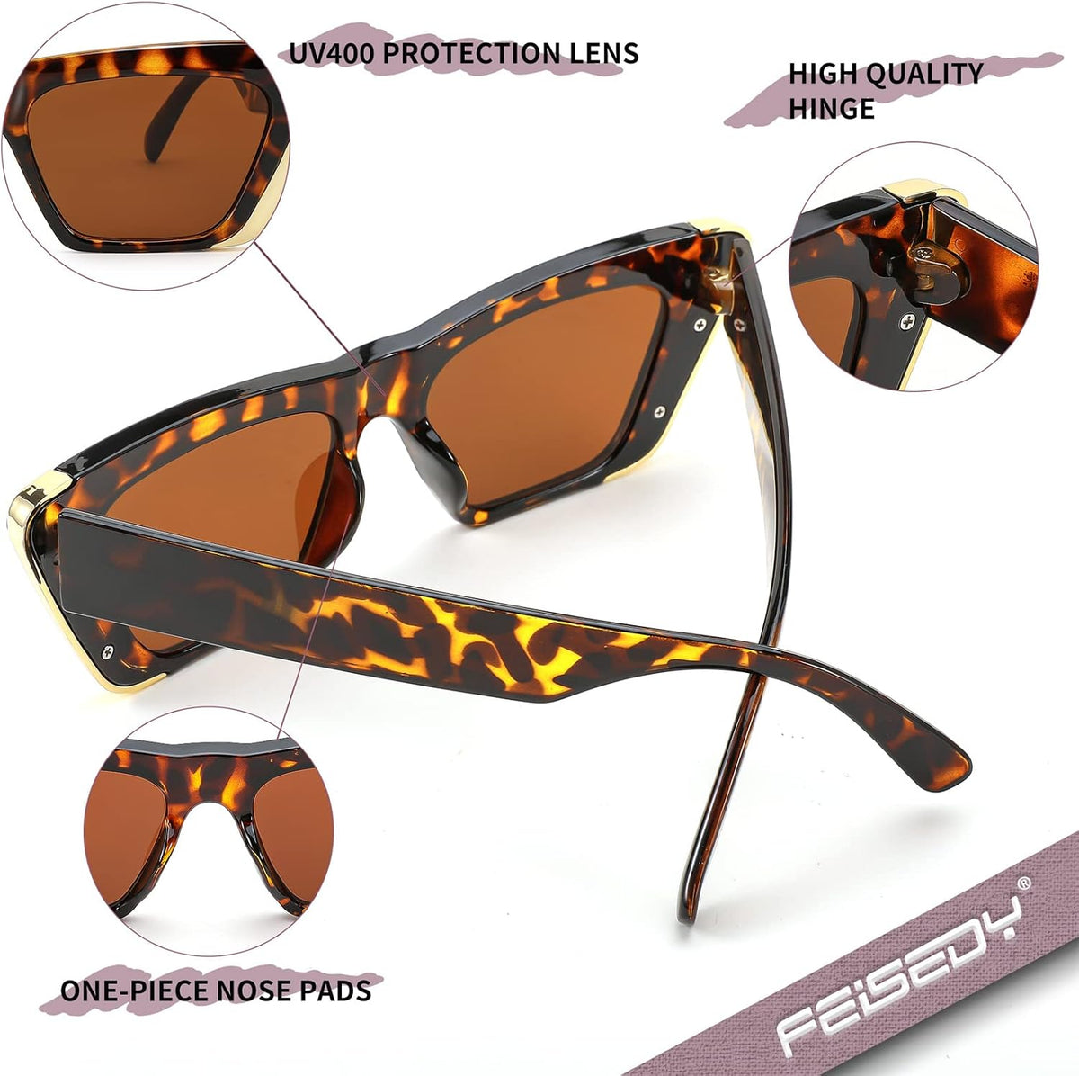 ÉÌƷͼƬ 13 | B0BFJ162P8 | FEISEDY Retro Sunglasses for Women Men Vintage Cat Eye Fashion Metal Square 70s Frame Classic UV Protection Sun Glasses B2966