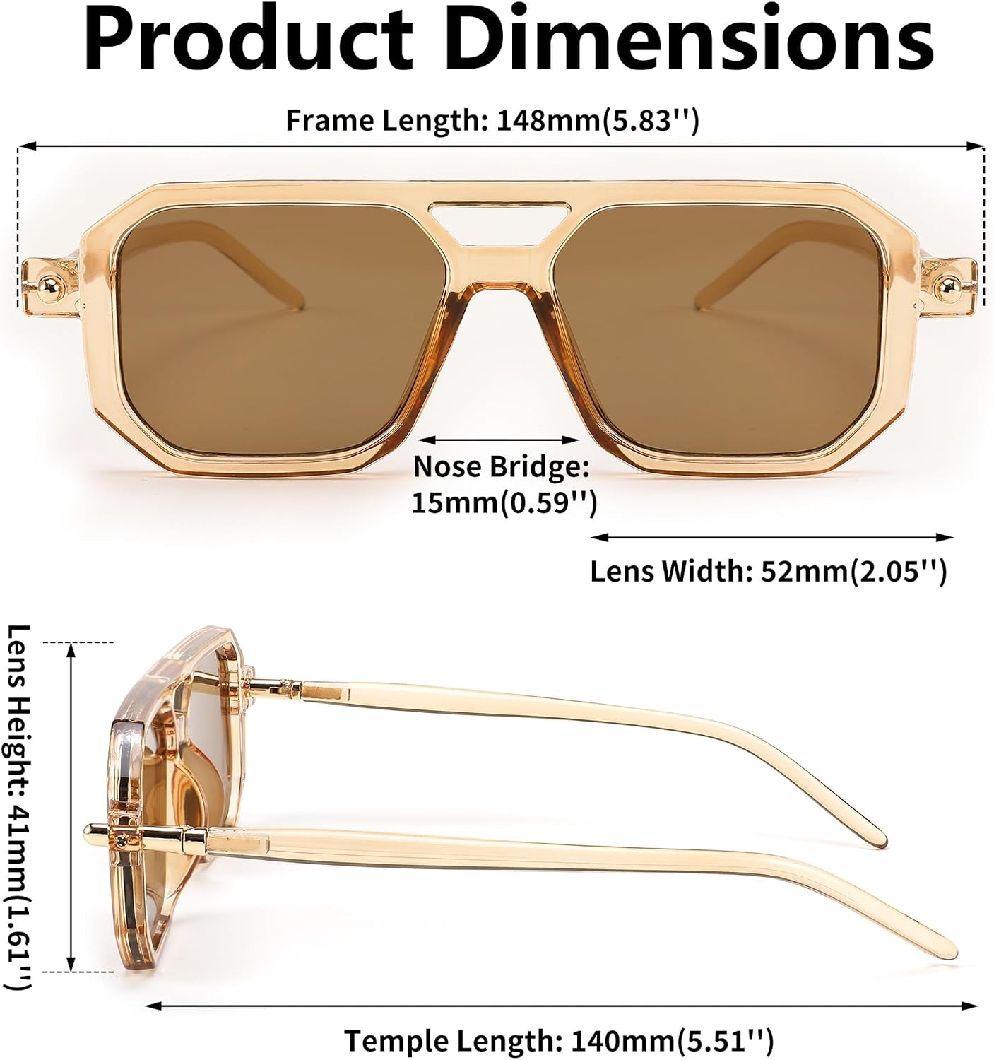 商品图片 120 | B09YTJ4FQZ | FEISEDY Vintage Square 70s Flat Aviator Sunglasses Women Men Classic Retro Stylish Frame UV400 Sunglasses B2622