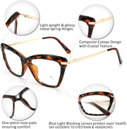 ÉÌƷͼƬ 22 | B088WVS65H | FEISEDY Crystal Cat Eye Reading Glasses Blue Light Blocking Reader Anti Eyestrain Glasses B2596 Champagne 1.75x