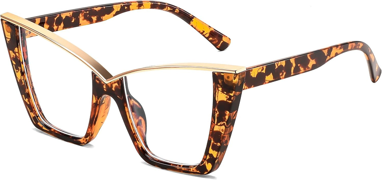 商品图片 31 | B0DGX4KTLX | FEISEDY Fashion Cat Eye Blue Light Blocking Glasses for Women Fake Retro Eyeglasses Oversized Stylish Eyewear Frame B0240