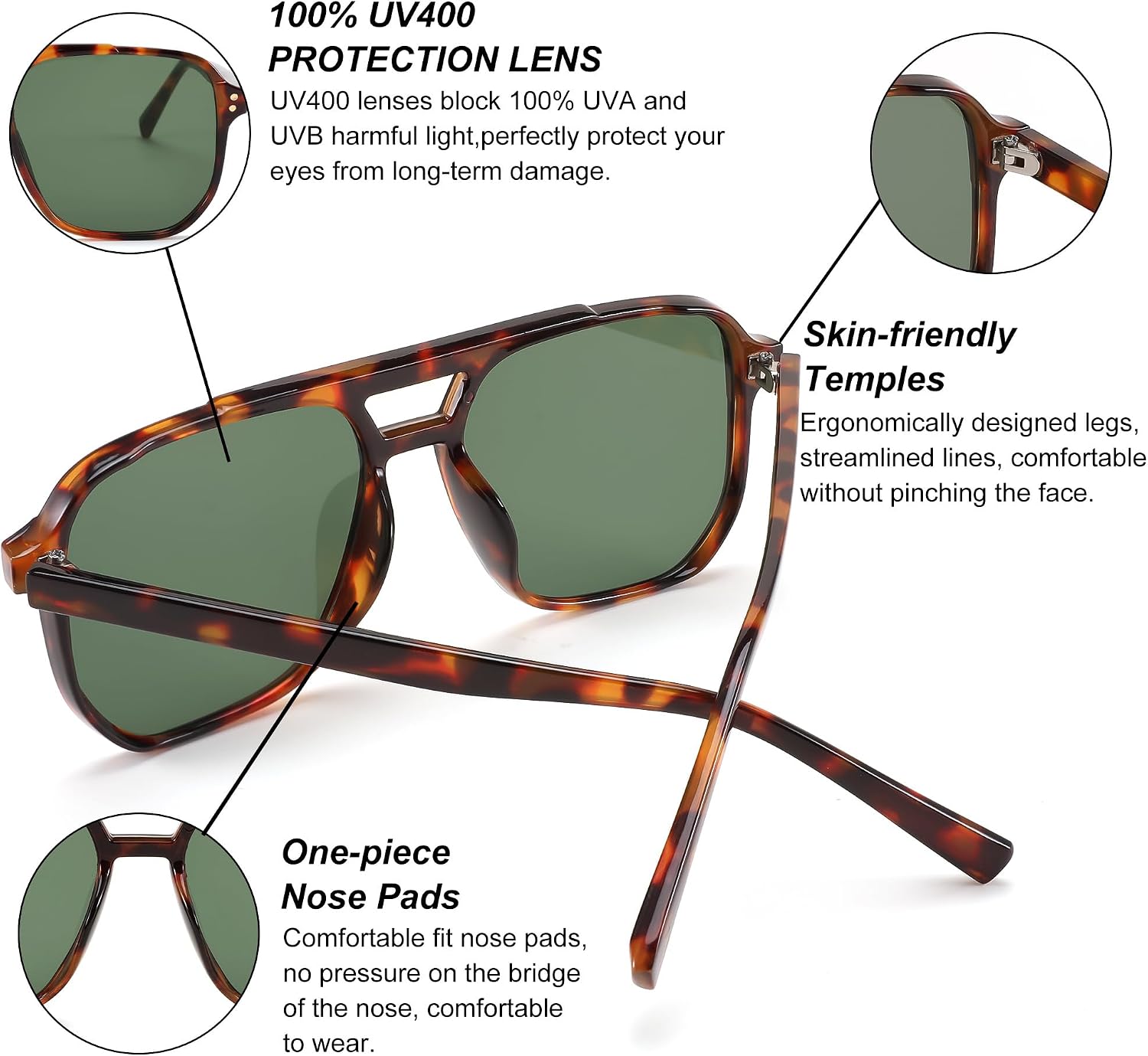 商品图片 44 | B09J8999GR | FEISEDY Retro Square Aviator Sunglasses Women Men 70s Vintage Trendy Plastic Frame Sun Glasses B2835