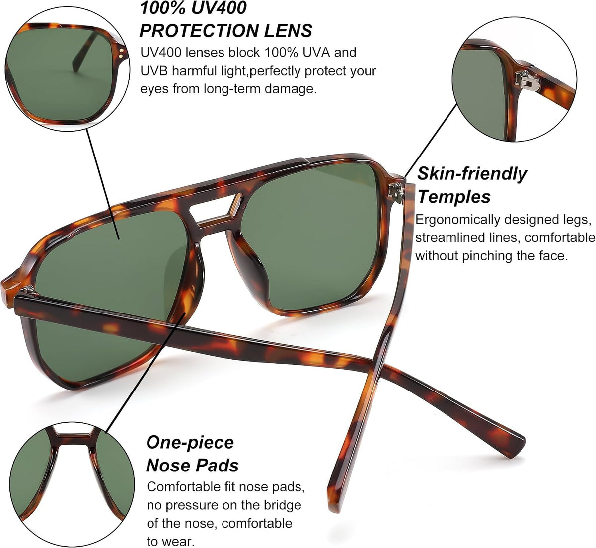 商品图片 44 | B09J8999GR | FEISEDY Retro Square Aviator Sunglasses Women Men 70s Vintage Trendy Plastic Frame Sun Glasses B2835