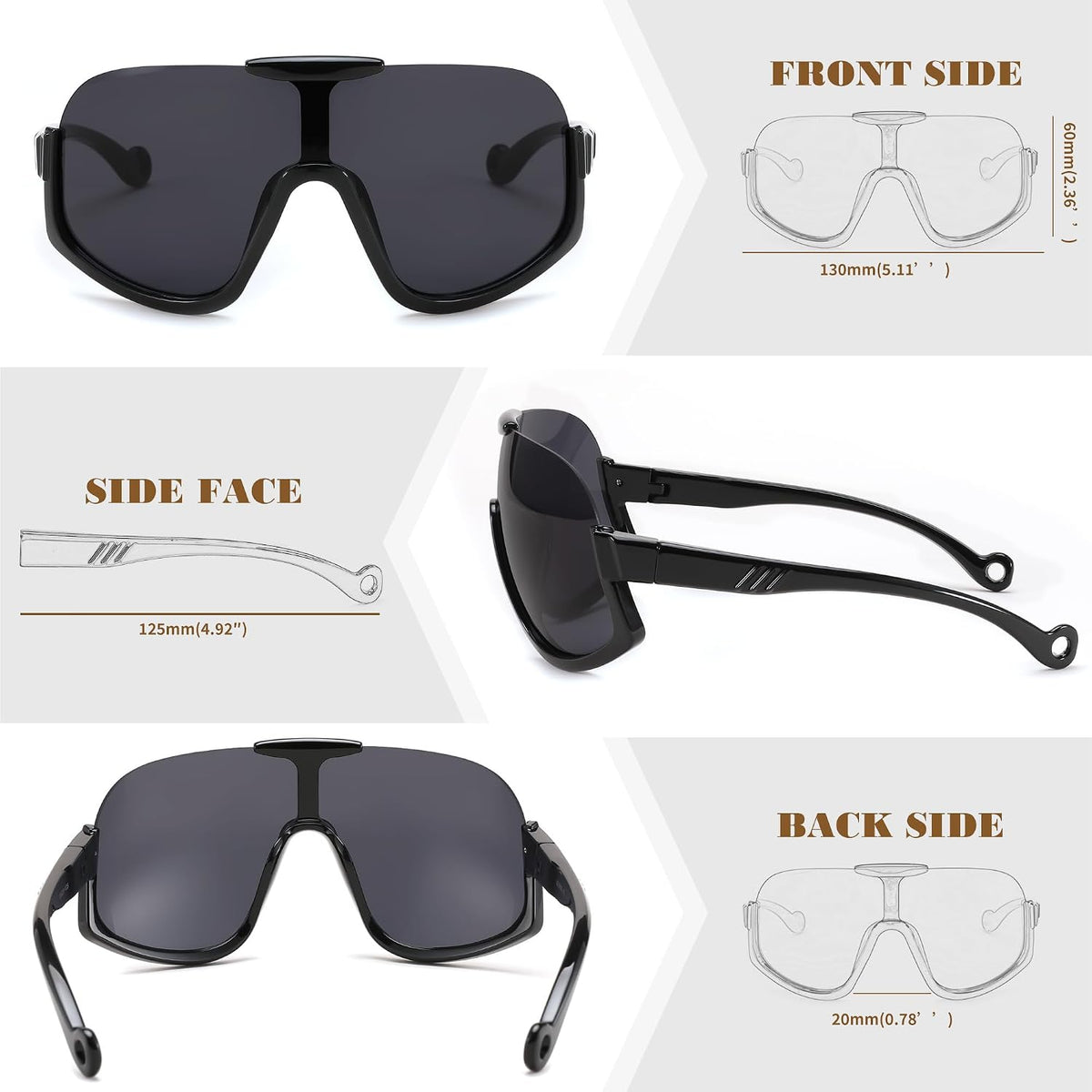 ÉÌƷͼƬ 24 | B0CQT2FXLN | FEISEDY Sunglasses Men Women Oversized Fashion Sports Baseball Fishing Skiing Running Golf Adults Teens Half Frame B0012