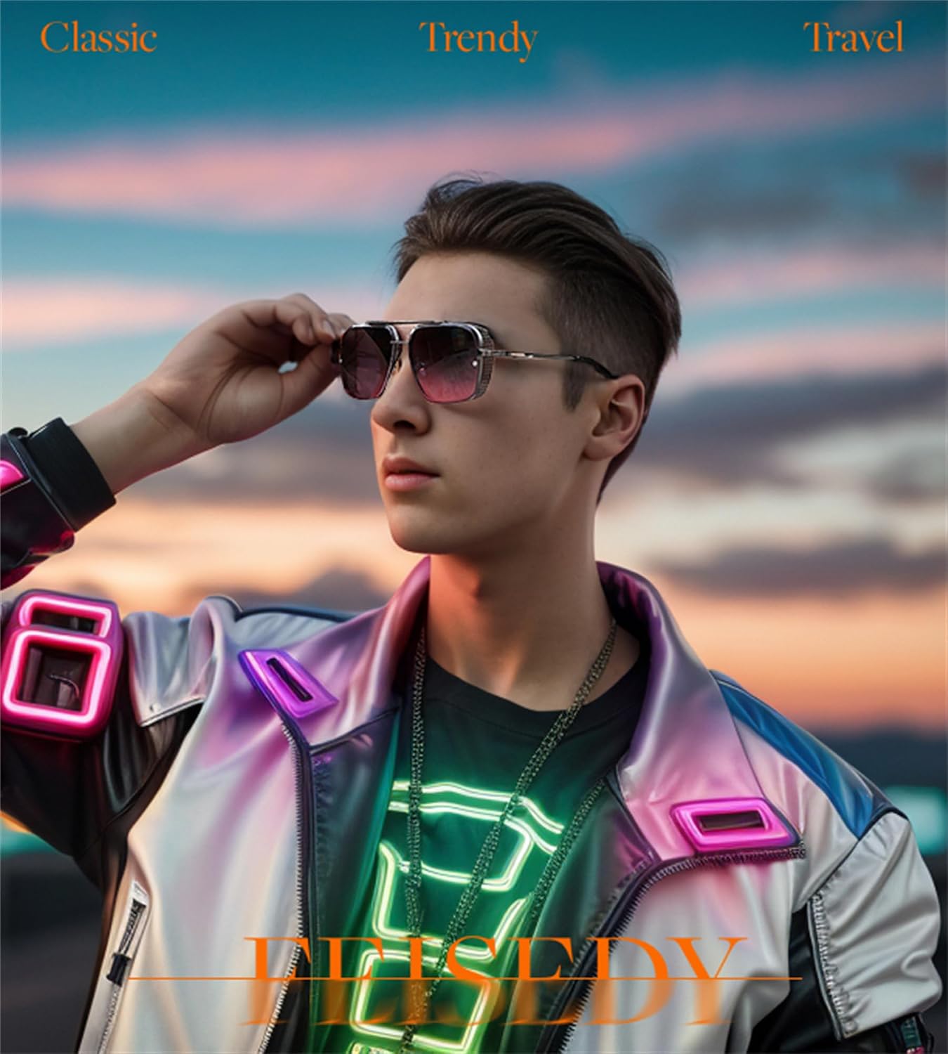 商品图片 12 | B09SDC5BD5 | FEISEDY Sunglasses Mens Women Vintage Pilot Square Trendy Metal Steampunk Fishing Driving Sun Glasses B2894