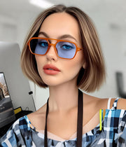 ÉÌƷͼƬ 21 | B0925V3NP4 | FEISEDY Vintage Square 70s Flat Aviator Sunglasses Women Men Metal Design Shades B2752