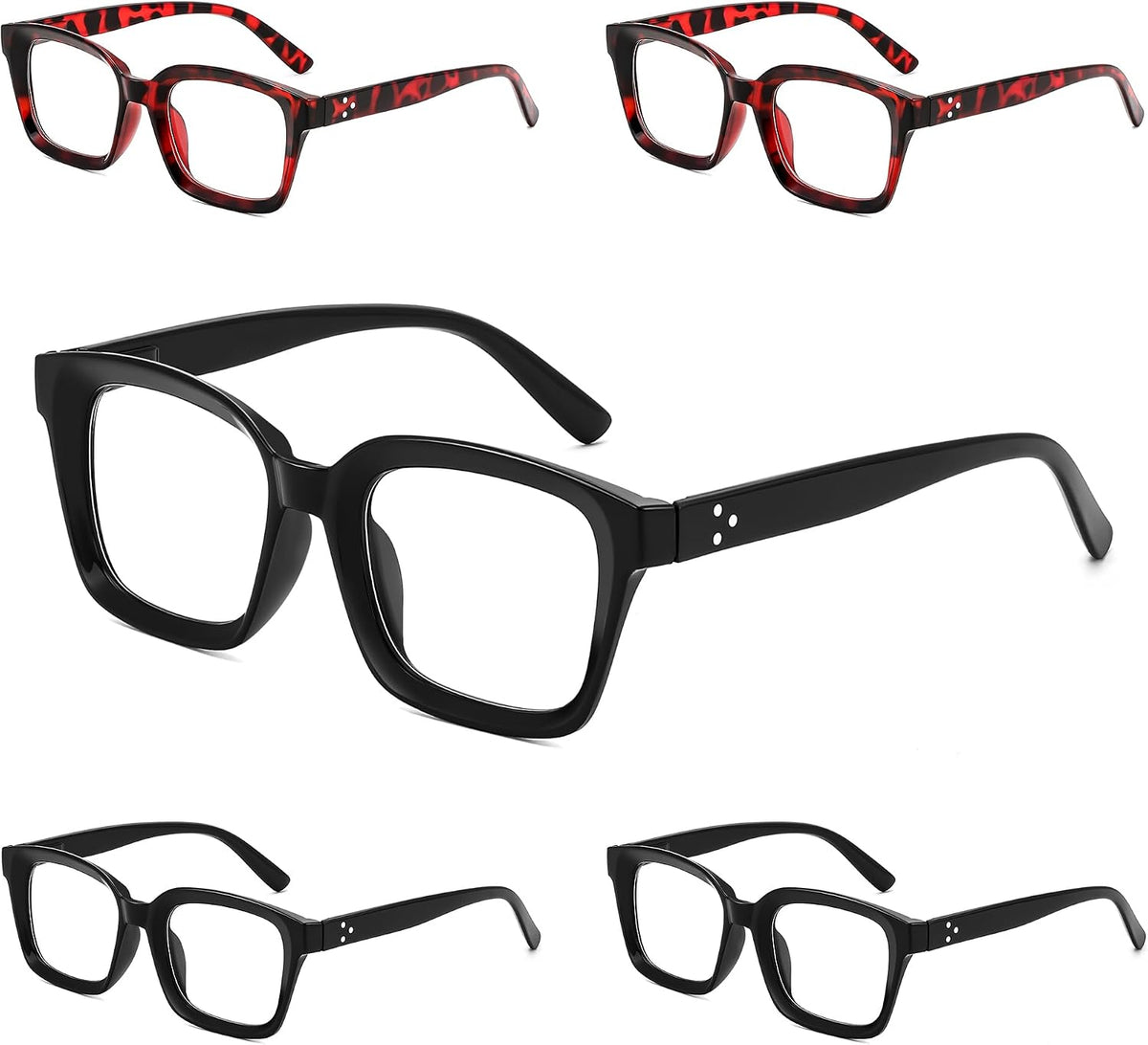 ÉÌƷͼƬ 28 | B0F7HQL9ND | FEISEDY 6/5 Pack Classic Reading Glasses Rectangular Readers B0297