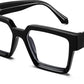 001 - Black / 53 Millimeters | B0CDBGRFFY | FEISEDY Oversized Blue Light Glasses for Women Men TR90 Retro Square Anti Eyestrain Glasses Rectangle Fashion Frame B0037