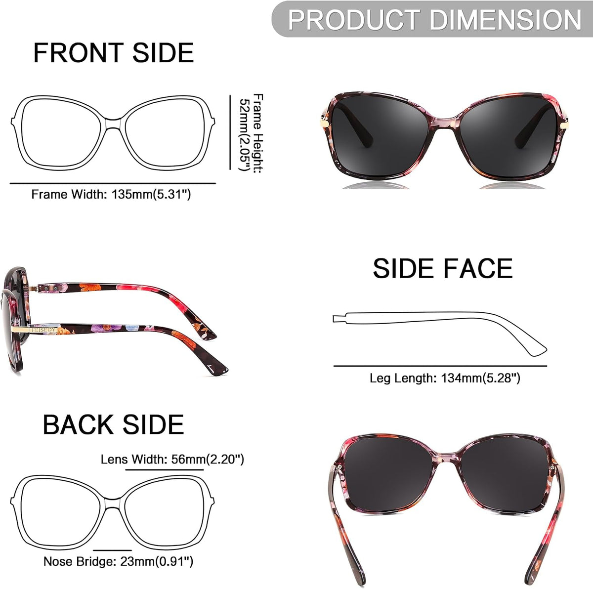 ÉÌƷͼƬ 68 | B09KC567VY | FEISEDY Womens Polarized Sunglasses UV400 Anti Glare Fashion Shades