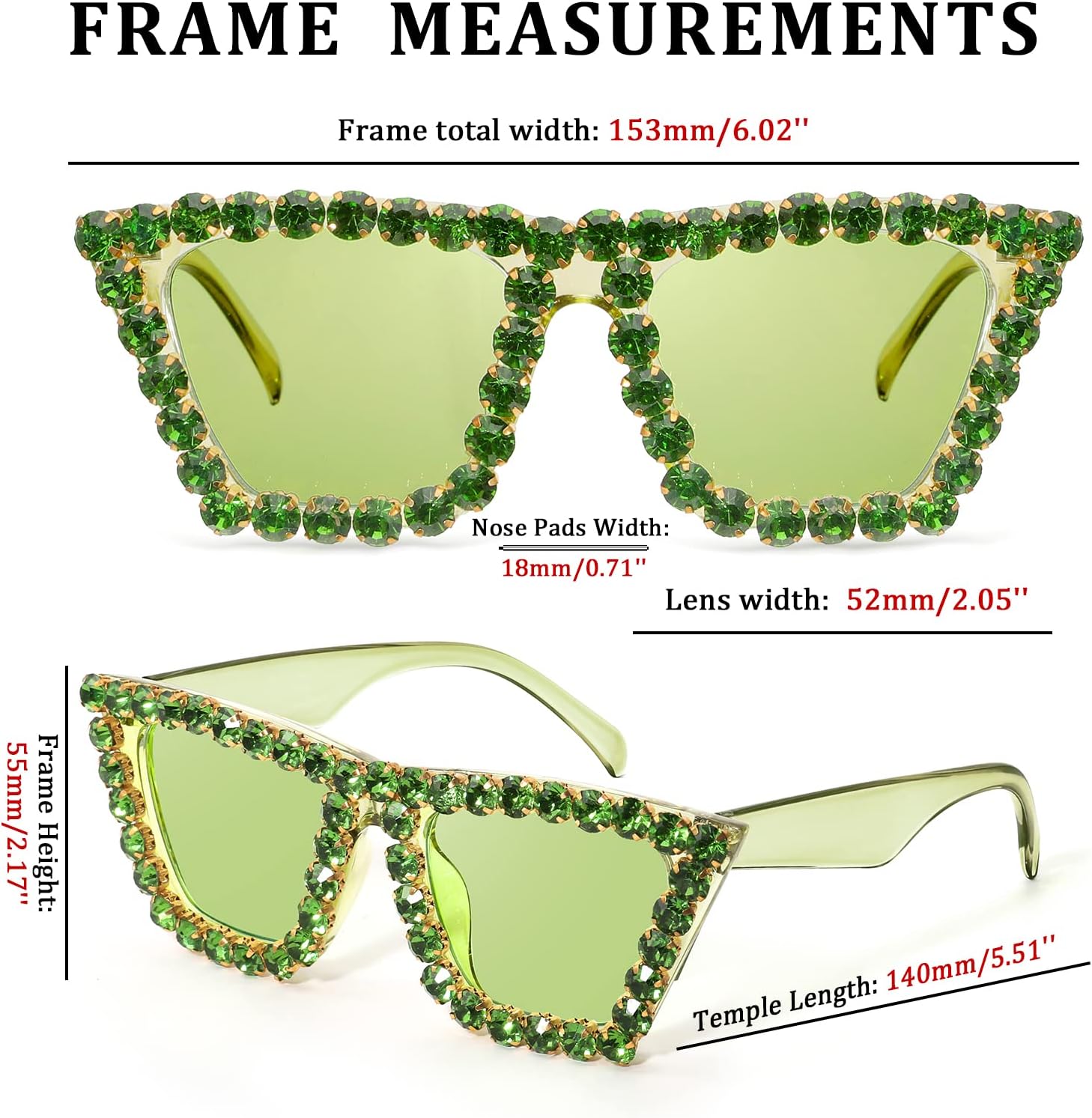 商品图片 5 | B09V7X56D4 | FEISEDY Women Crystal Square Cat Eye Sunglasses Sparkling Trendy Retro Cateye Sunglasses B2898
