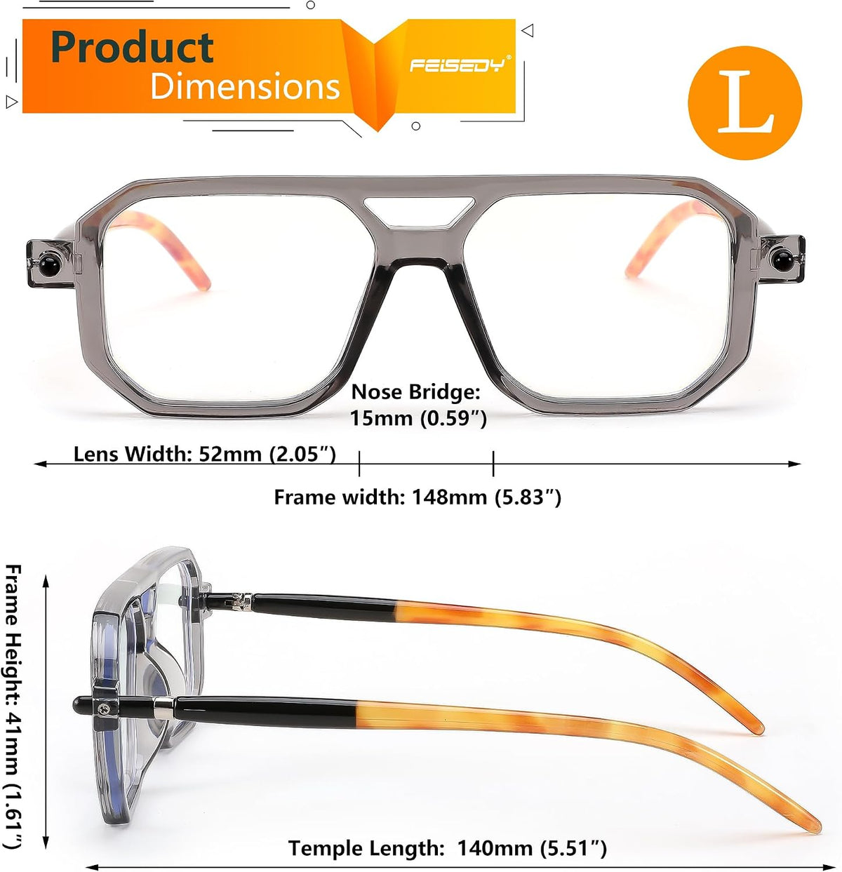 ÉÌƷͼƬ 24 | B0DPLTC8K6 | FEISEDY Vintage Square Blue Light Blocking Glasses Women Men 70s Flat Aviator Glasses Computer Anti Glare B0062