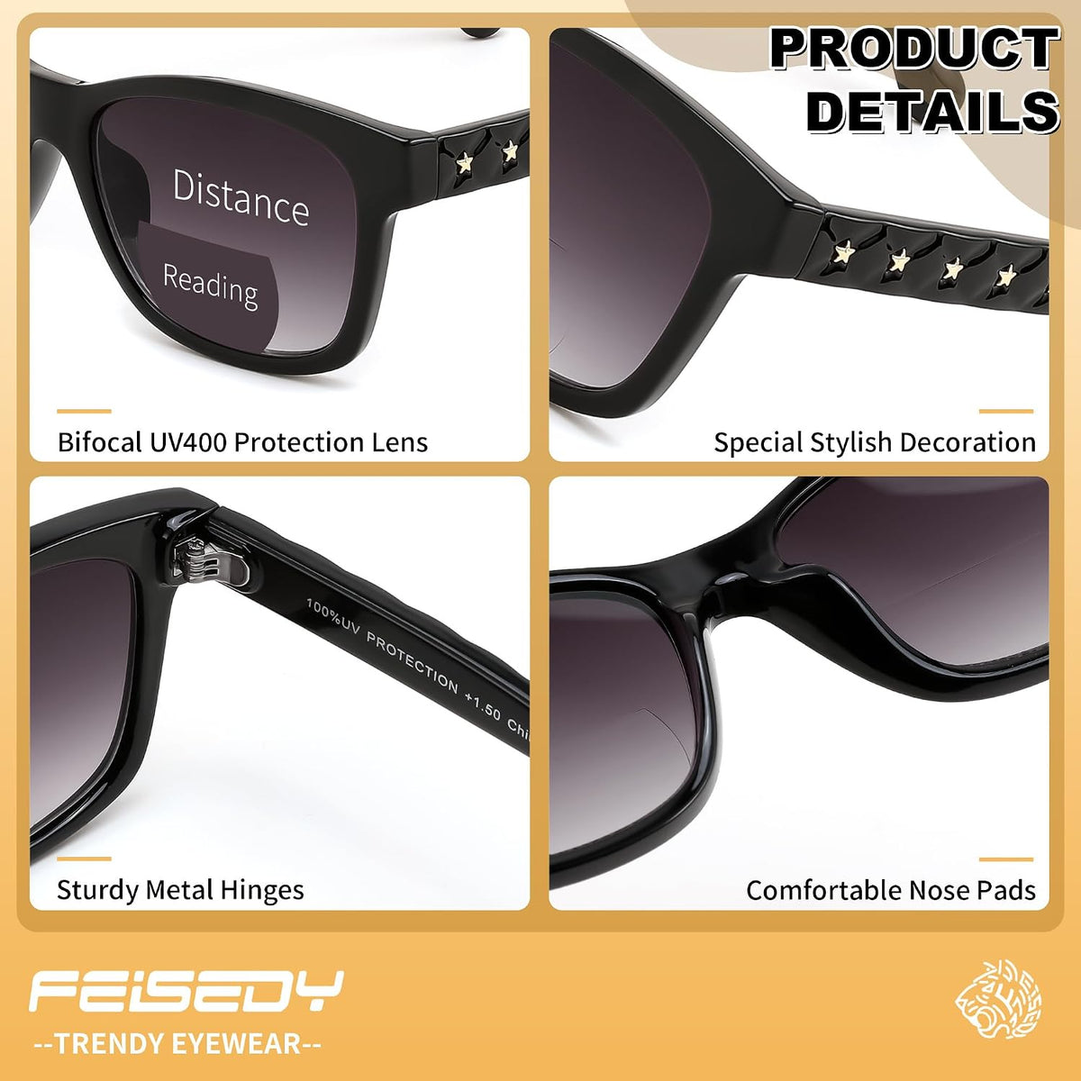 ÉÌƷͼƬ 4 | B0GT8FYMN9 | FEISEDY Bifocal Reading Sunglasses for Women, Trendy Sunglasse Readers, Outdoor Reader Sun Glasses, UV400 Protection B0354