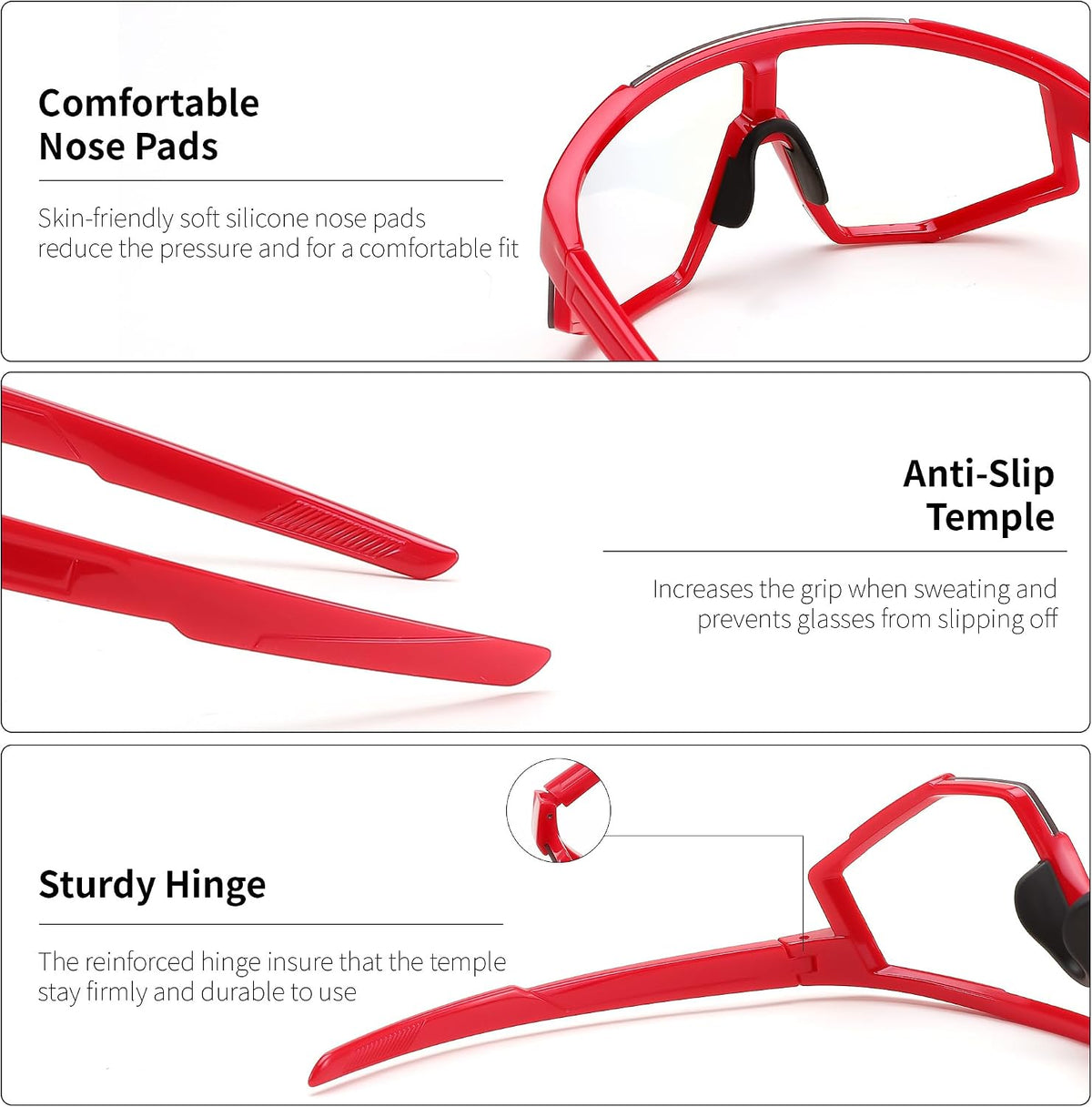 ÉÌƷͼƬ 20 | B0DFMBL68F | FEISEDY Photochromic Sports Sunglasses for Men Women Night Vision Cycling Driving Running Glasses B0233