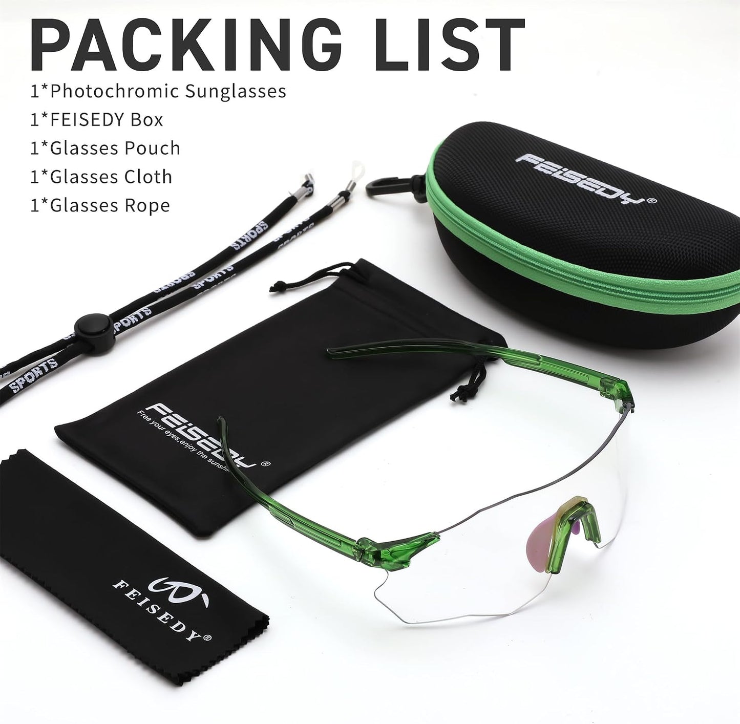 商品图片 17 | B0FHNVLT2X | FEISEDY Photochromic Cycling Glasses for Men Women Mountain Bike Sports Sunglasses UV Protection B0310