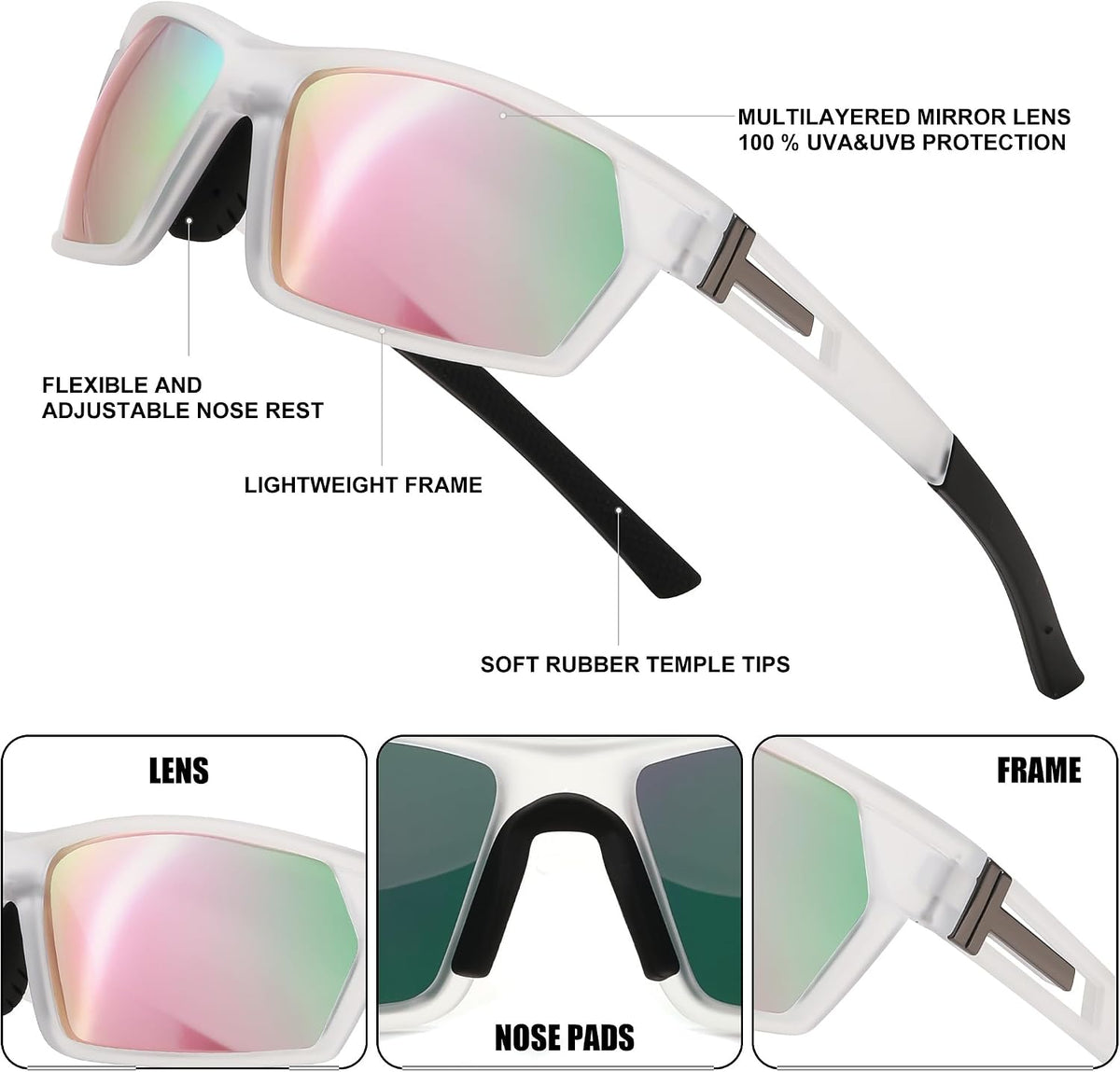 ÉÌƷͼƬ 11 | B0CWV23RCP | FEISEDY Polarized Sports Sunglasses for Men Women Youth Baseball Cycling Running Glasses UV400 Protection B0135