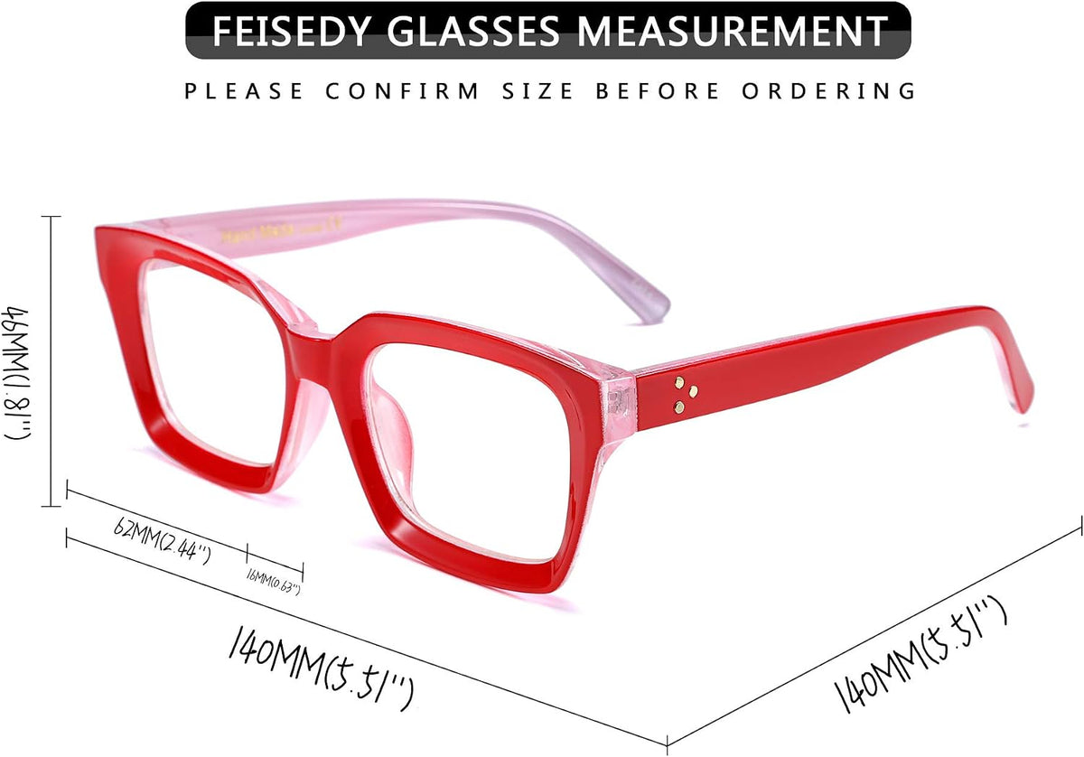 ÉÌƷͼƬ 12 | B07TCM52QY | FEISEDY Retro Square Blue Light Blocking Reading Glasses B2479