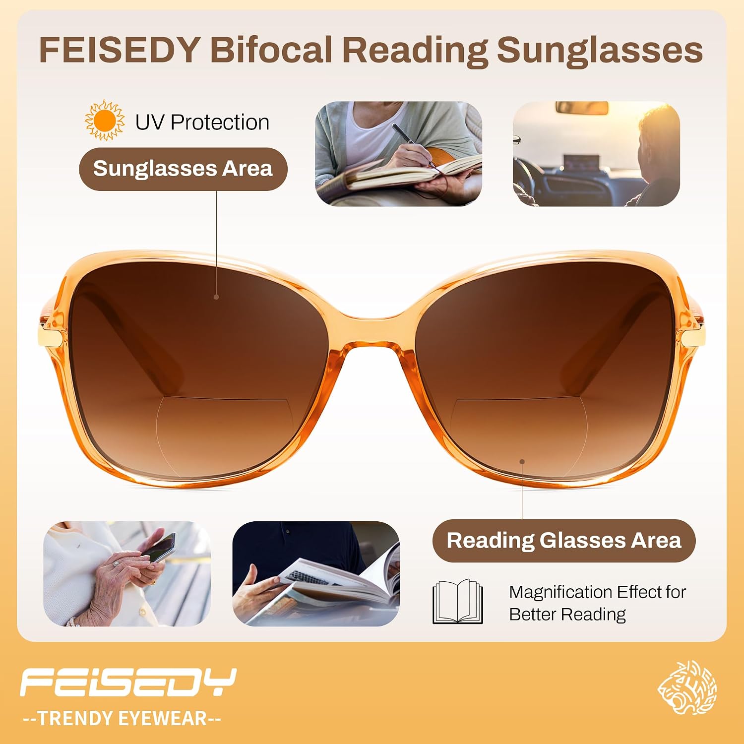 商品图片 19 | B0GT132JWH | FEISEDY Women Bifocal Sunglasses Reader UV400 Protection B0351 | Butterfly Sun Reader, Fashion Outdoor Reading Glasses