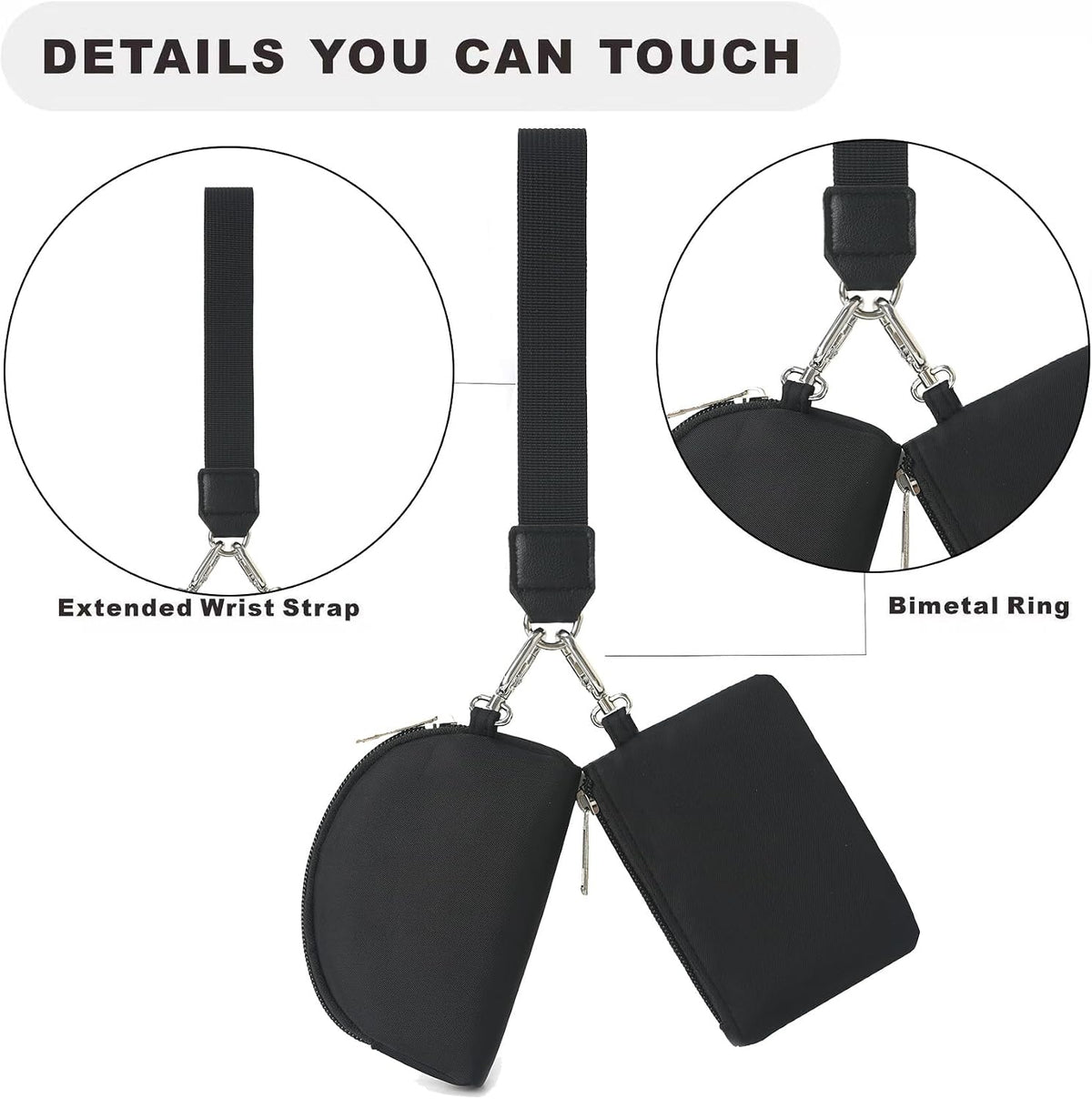 商品图片 5 | B0DPG84TLL | Small Portable Dual Pounch Wristlet, Detachable Coin Purse Pocket Gifts for Women Outdoors, Bank Card Mini Coin Purse