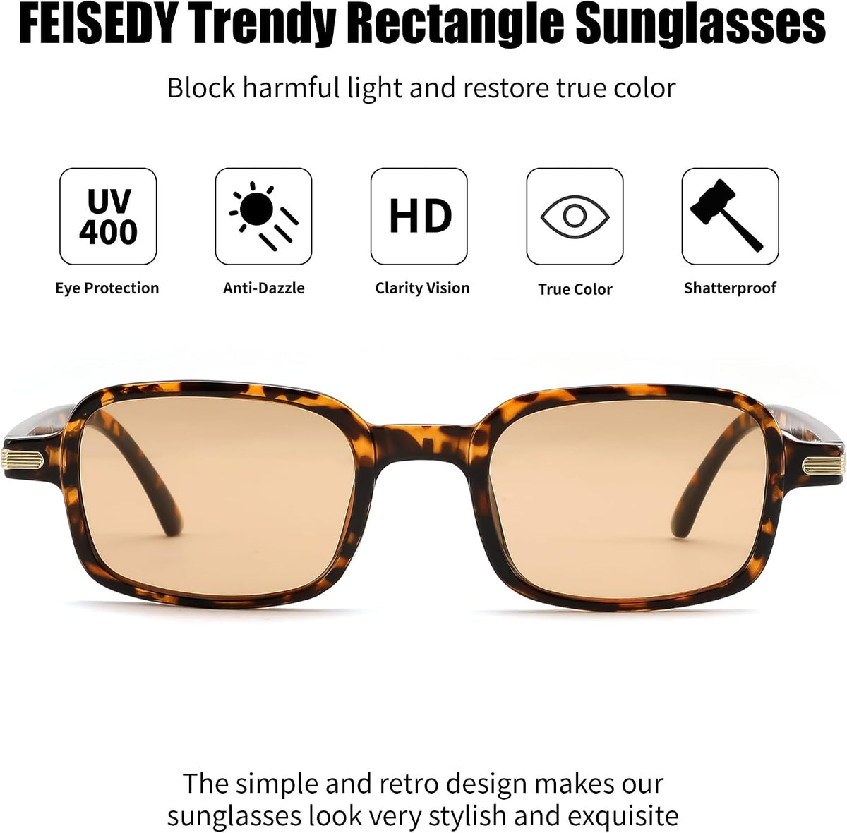 ÉÌƷͼƬ 18 | B0H1B921MS | FEISEDY Trendy Rectangle Sunglasses Womens Mens Narrow Square Shades B0449