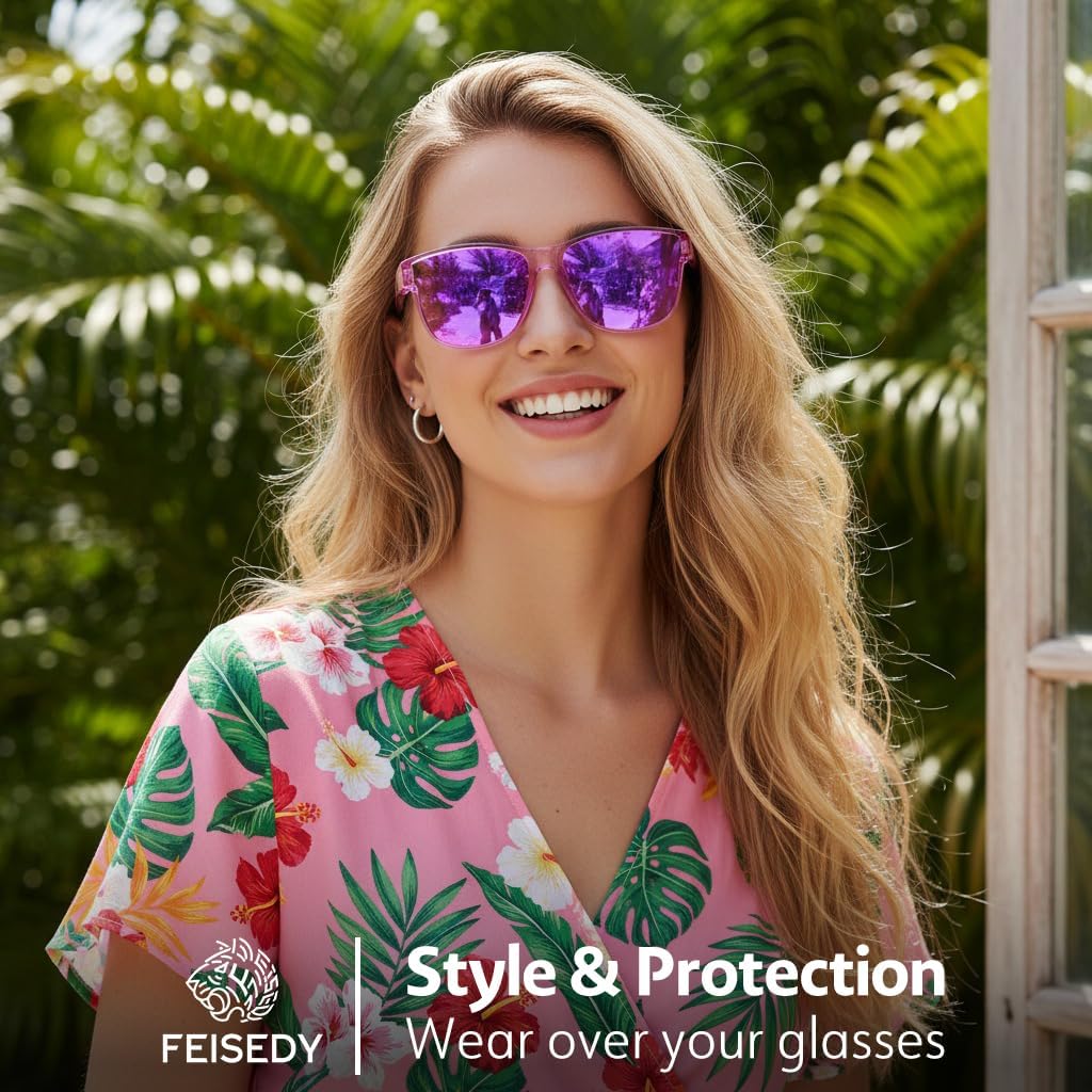 商品图片 37 | B0GQH1CMTJ | FEISEDY Fit Over Glasses Polarized Sunglasses Oversized Square UV400 B0250