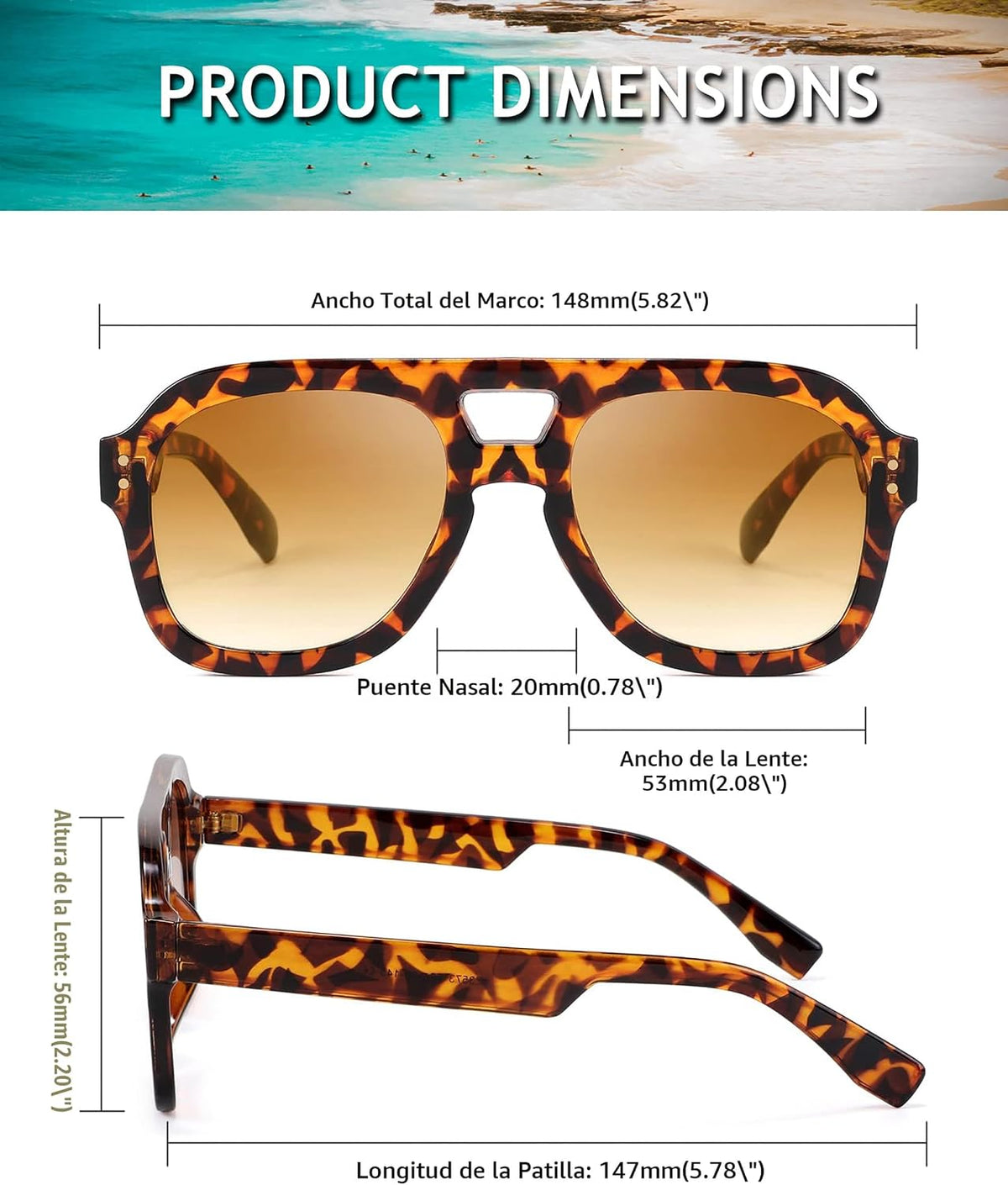 ÉÌƷͼƬ 78 | B09KV1MSHN | FEISEDY Aviator Sunglasses For Women Men Square Chunky Trendy Eyewear B2846