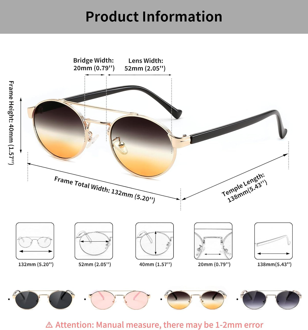 ÉÌƷͼƬ 21 | B0DRYKH1MV | FEISEDY Classic Trendy Oval Sunglasses Women Men Cute Small Shade Metal Frame Sunnies B0264