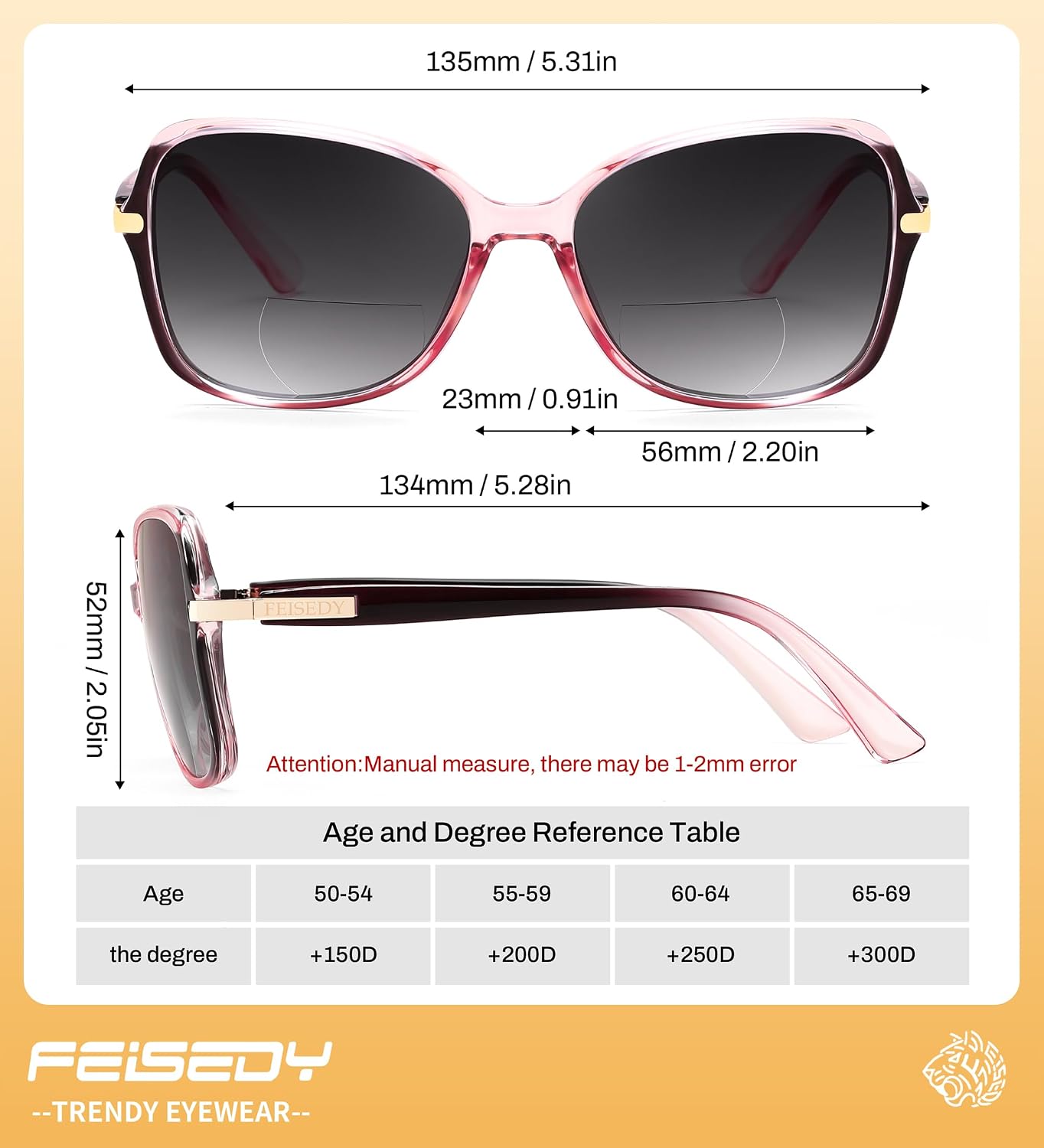 商品图片 13 | B0GT132JWH | FEISEDY Women Bifocal Sunglasses Reader UV400 Protection B0351 | Butterfly Sun Reader, Fashion Outdoor Reading Glasses