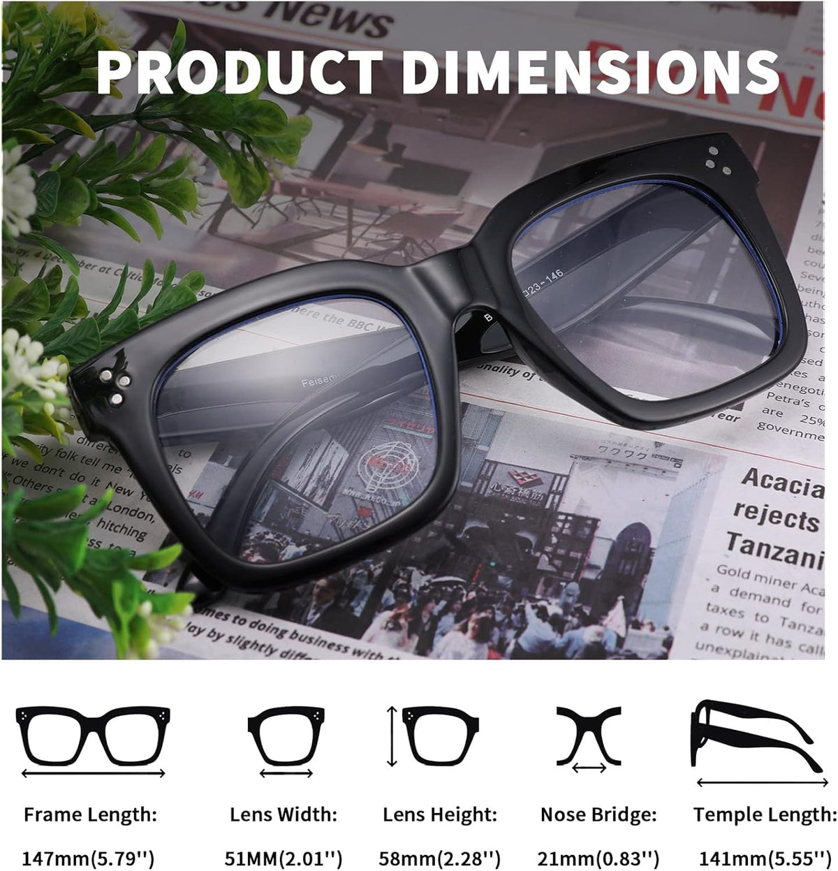 ÉÌƷͼƬ 6 | B08ZMQDX5J | FEISEDY Women Men Blue Light Blocking Glasses Frame Oversized Designer Luxury Square Eyewear B2695-FF