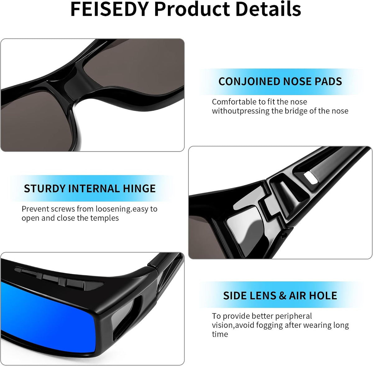 ÉÌƷͼƬ 9 | B089YRDYMP | FEISEDY Polarized Fit Over Glasses Sunglasses Men Women Wrap Around B2593