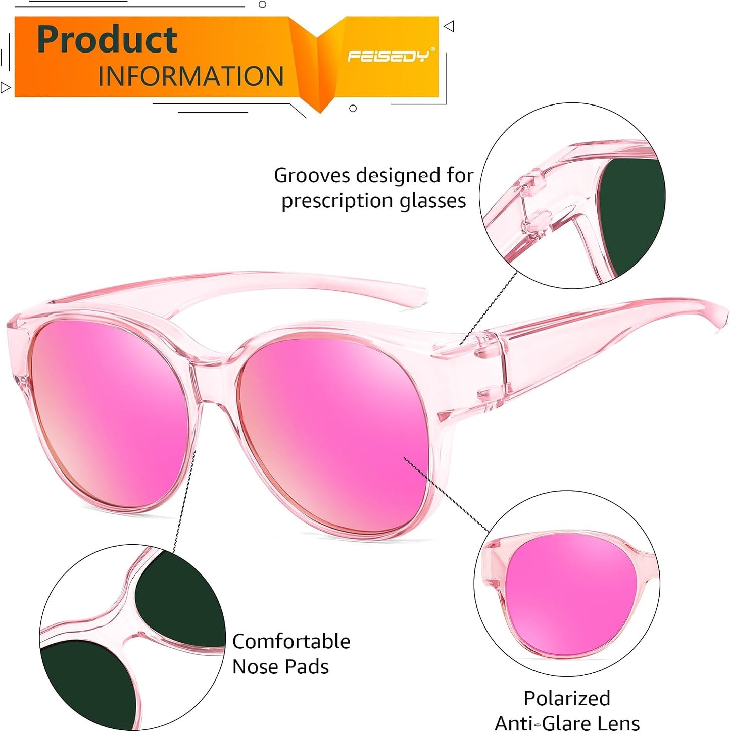 商品图片 38 | B0FRRT5Z37 | FEISEDY Fit Over Glasses Polarized Sunglasses, UV400 Protection for Driving & Outdoor Activities B0328