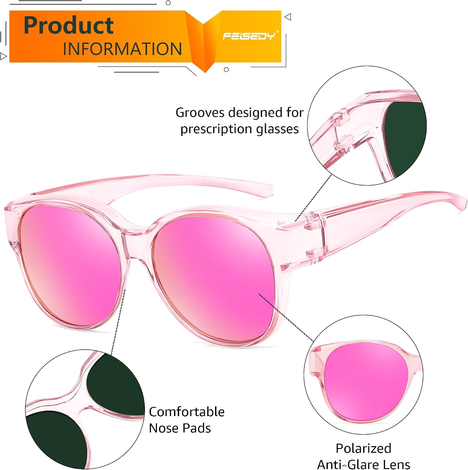 商品图片 38 | B0FRRT5Z37 | FEISEDY Fit Over Glasses Polarized Sunglasses, UV400 Protection for Driving & Outdoor Activities B0328