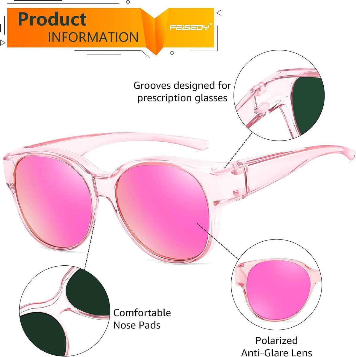 商品图片 38 | B0FRRT5Z37 | FEISEDY Fit Over Glasses Polarized Sunglasses, UV400 Protection for Driving & Outdoor Activities B0328