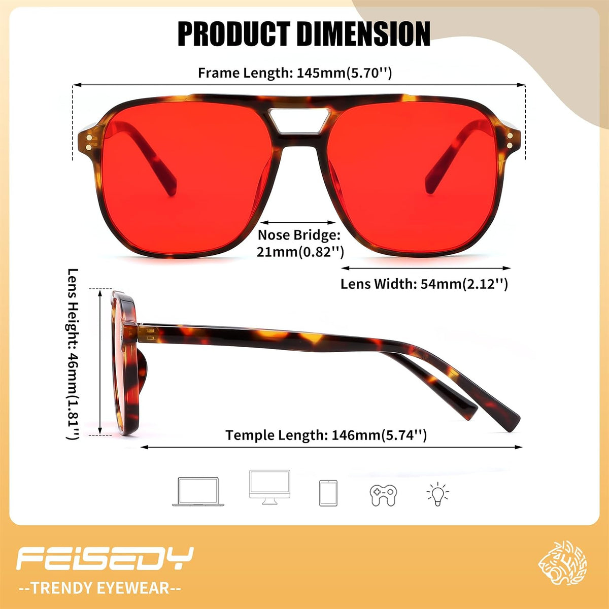 ÉÌƷͼƬ 31 | B0GCVQFPW9 | FEISEDY Blue Light Glasses for Computer Gaming Anti Eyestrain Glasses G2835