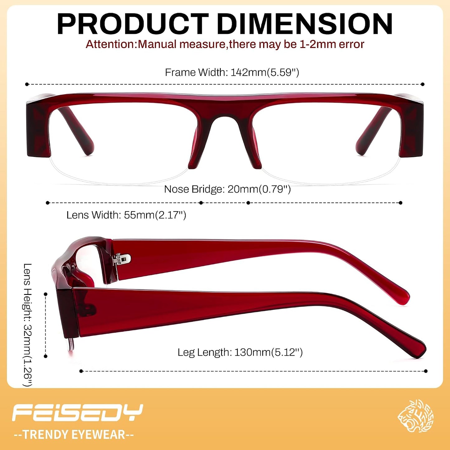 商品图片 19 | B0GY48FJF1 | FEISEDY Chic Semi Rimless Blue Light Glasses for Women B0431