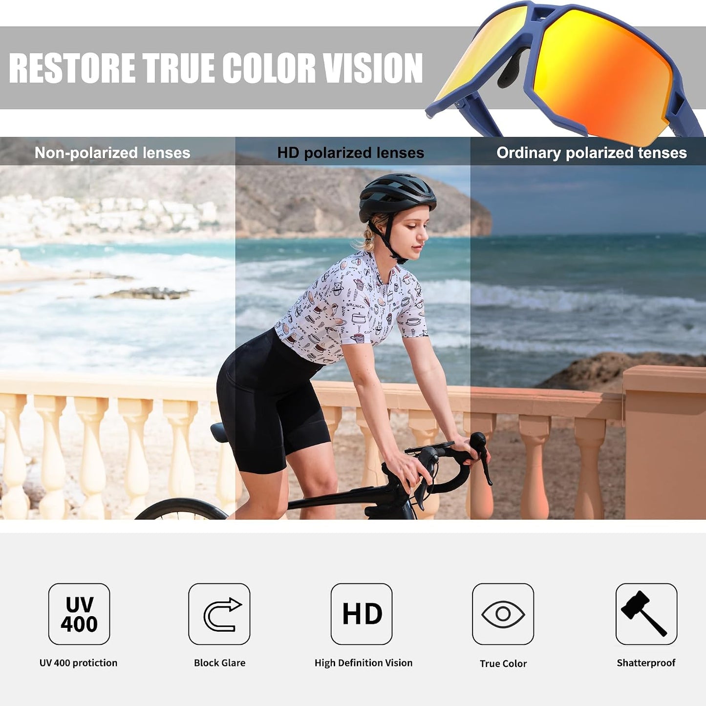 商品图片 39 | B0DN1MVJHV | FEISEDY Polarized Cycling Glasses Sports Sunglasses for Women Men Youth, Running Hiking Baseball Glasses B0215