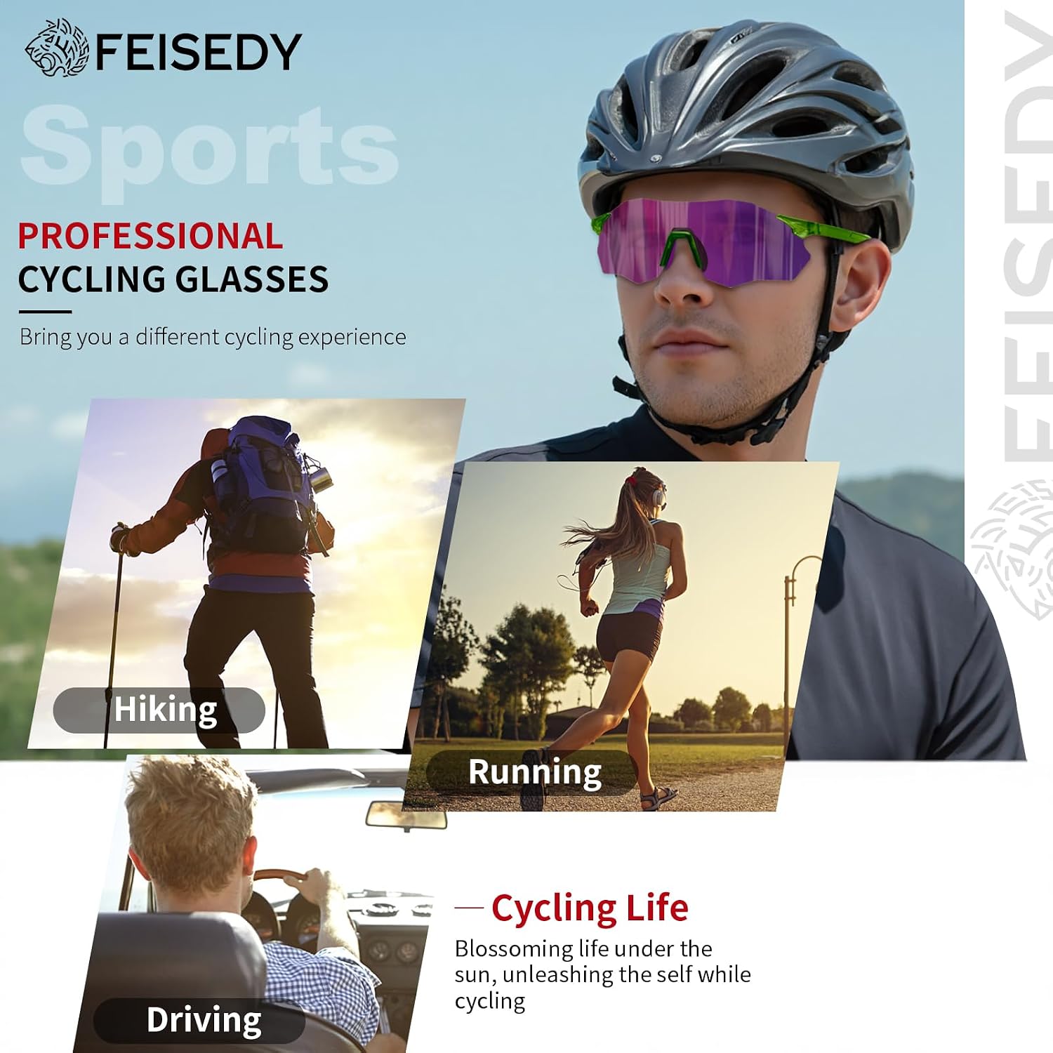 商品图片 16 | B0FHNVLT2X | FEISEDY Photochromic Cycling Glasses for Men Women Mountain Bike Sports Sunglasses UV Protection B0310