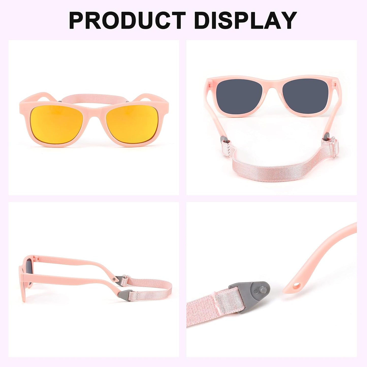 商品图片 10 | B0BQC69987 | FEISEDY Kids Polarized Sunglasses Toddler Sunglasses Flexible Frame with Strap for Baby Girls Boys Age 2-8 B2352