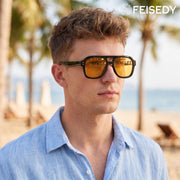 ÉÌƷͼƬ 10 | B09KV1MSHN | FEISEDY Aviator Sunglasses For Women Men Square Chunky Trendy Eyewear B2846