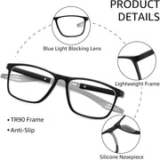 ÉÌƷͼƬ 7 | B0FX27T9FM | FEISEDY 3 Packs Blue Light Reading Glasses for Men, Sports Style TR90 Readers, Classic Lightweight Eyeglasses B0336
